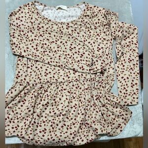 Perfect Peach Cream and Brown Patterned Top